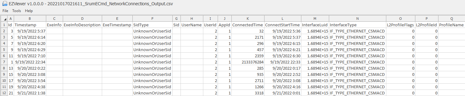 SrumECmd - Network Connection SrumECmd - Network Connection