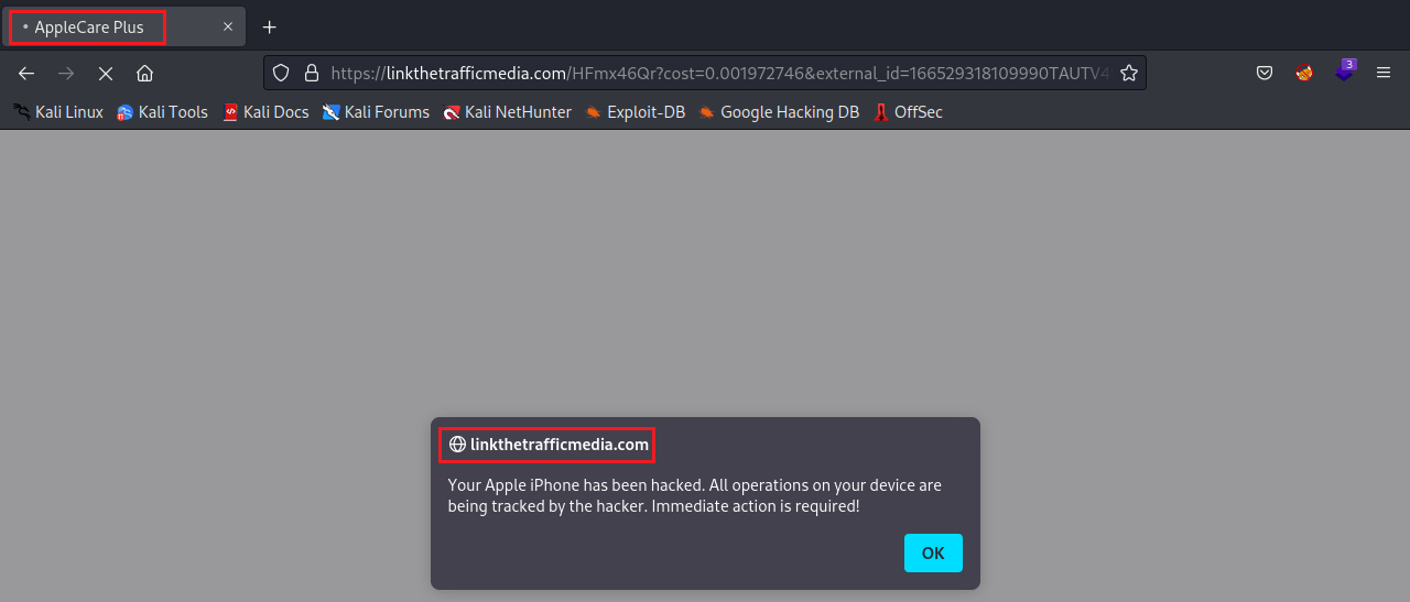 iOS Scam Popup iOS Scam Popup